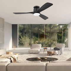 52 in. Smart Outdoor/Indoor Light Wood Flush Mount Ceiling Fans With Lights Remote, Voice Control via WIFI Alexa App
