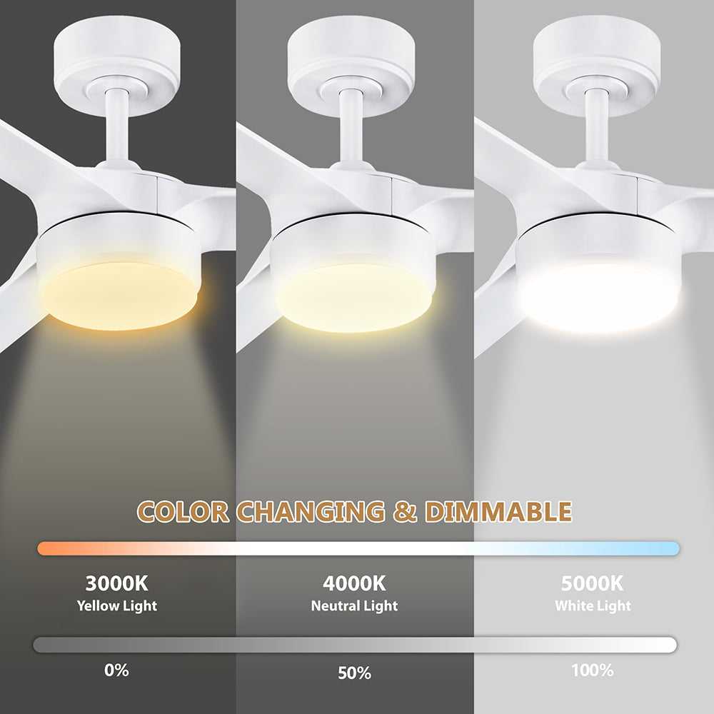 60 in. Smart Indoor/Outdoor White Ceiling Fans with LED Lights and Remote, Quiet DC Motor, Controlled by WIFI Alexa App