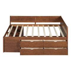 Full Size Daybed with Drawers and Shelves, Walnut