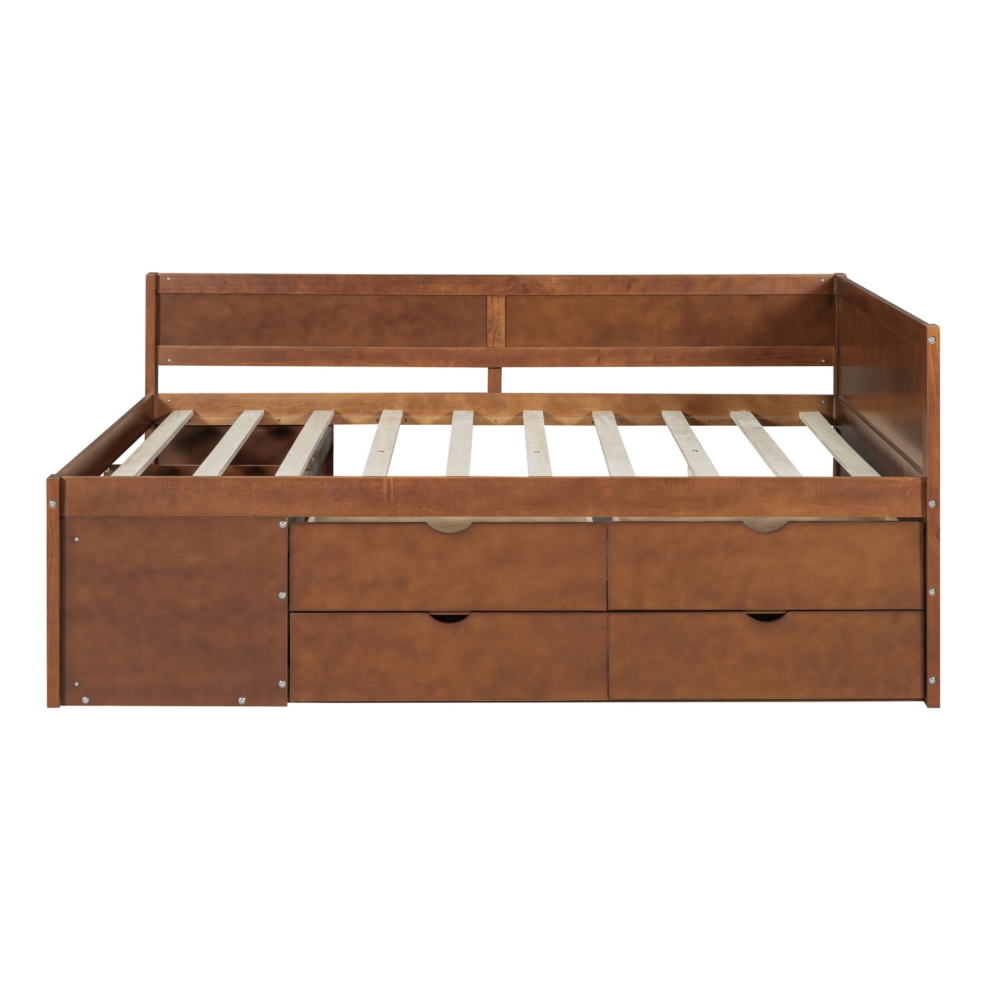 Full Size Daybed with Drawers and Shelves, Walnut