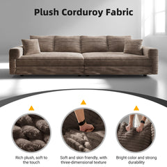 102.4 " Plush Corduroy 4-Seat Sofa,Modern Comfy Upholstered Sofa Cloud Couch,Deep Seat Couches with Soft Pillows,Convertible Deep Seat Sofa Lounge Chair for Living Room Bedroom,Apartment,Office,Camel