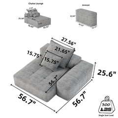 Modern Oversized Modular Sectional Sofa,Sparkling Chenille Fabric Soft Cushion Sofa with 2 Pillows,DIY Combination Tufted Sofa,No Assembly Required