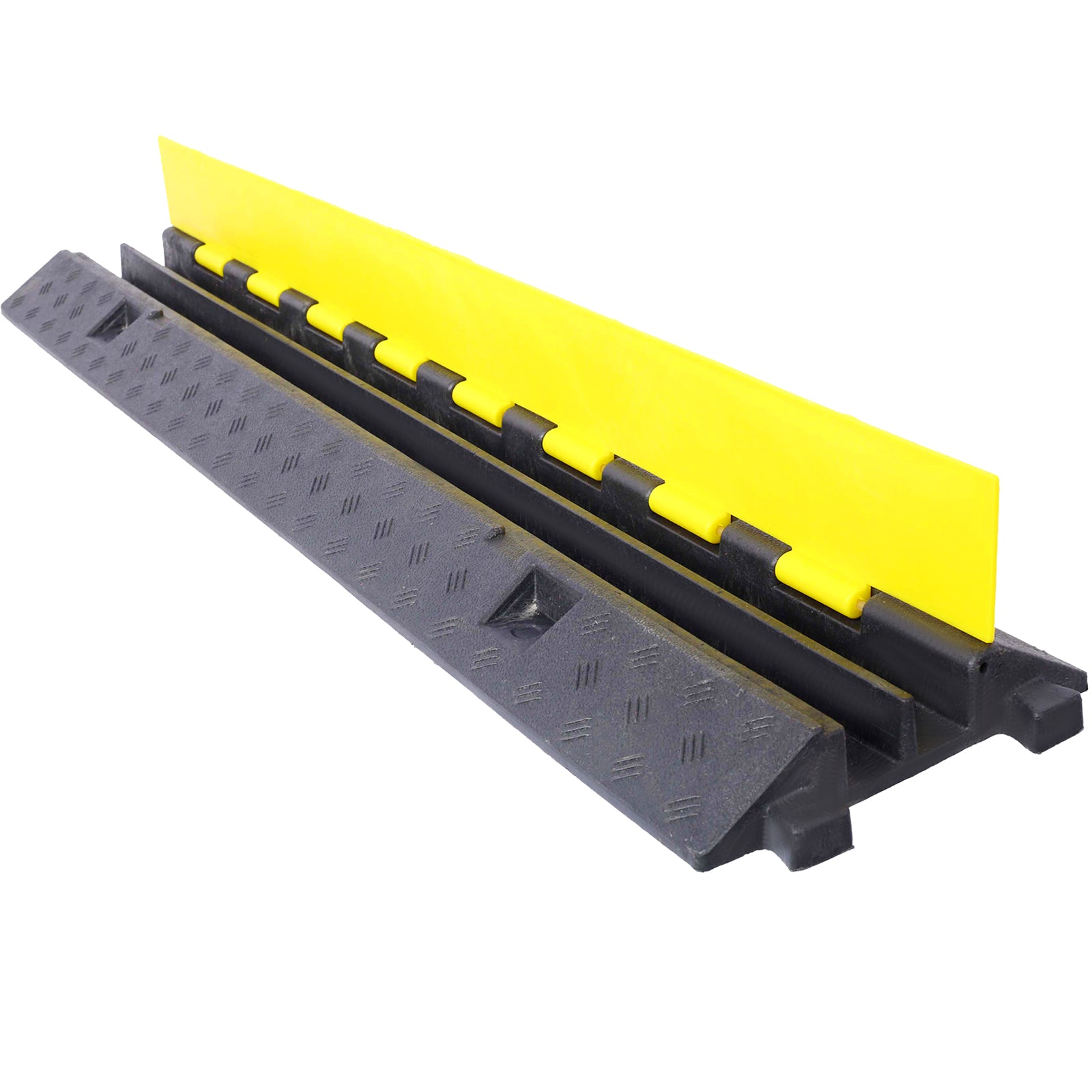 Cable Protector Ramp, 2 Channels Speed Bump Hump, Rubber Modular Speed Bump Rated 5500 LBS Load Capacity, Protective Wire Cord Ramp Driveway Rubber Traffic Speed Bumps Cable Protector,5 Packs