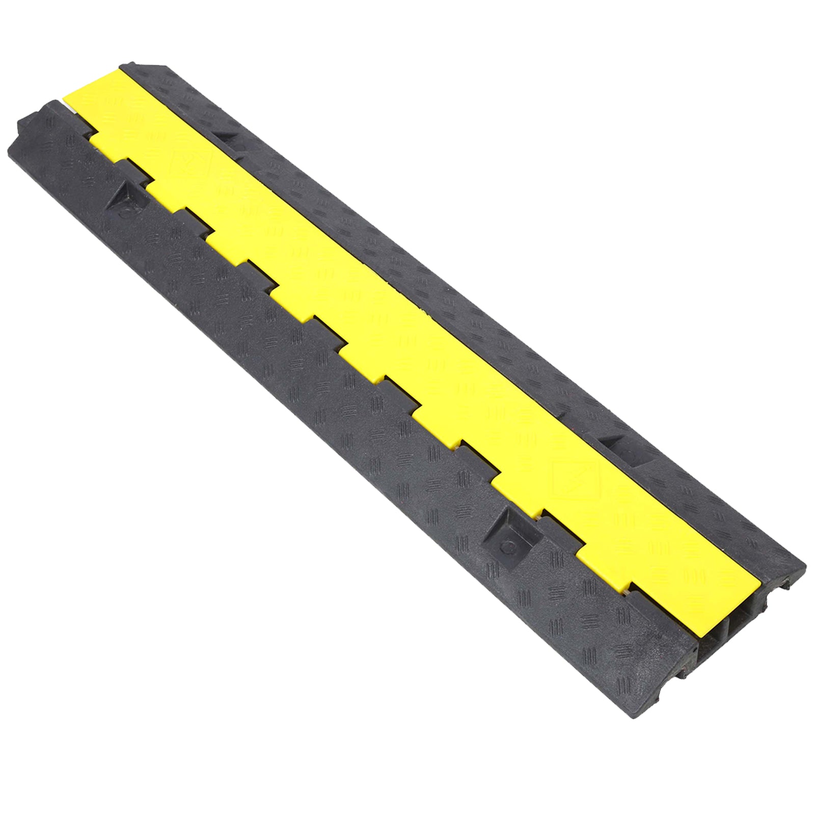 Cable Protector Ramp, 2 Channels Speed Bump Hump, Rubber Modular Speed Bump Rated 5500 LBS Load Capacity, Protective Wire Cord Ramp Driveway Rubber Traffic Speed Bumps Cable Protector,5 Packs