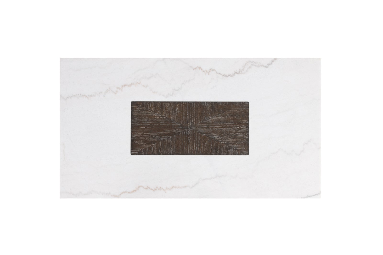 Square End Table Contemporary Style Wooden Base Marble On Top Tapered Dark Walnut And White Finish