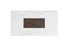 Square End Table Contemporary Style Wooden Base Marble On Top Tapered Dark Walnut And White Finish