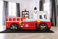 Twin Race Car Design Bed Modern Novelty Style With High Gloss Finish Metal Structure Included Slat Kit Red Finish