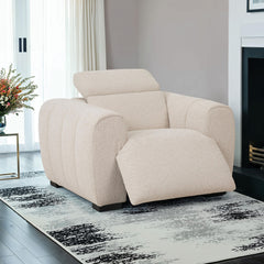 Contemporary Style Power Recliner Wide Track Arms Pillow Arms Spring Back Control Panel USB Ports White Finish Primary Living Room