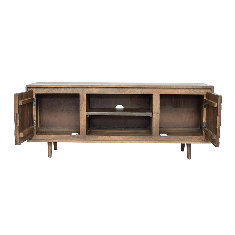 55x16x22.5" Tv Cabinet With Recycle Wood 2 Door