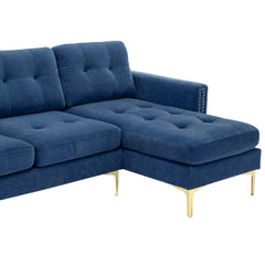 110" L-Shape Convertible Sectional Sofa Couch with Movable Ottoman for Living Room, Apartment, Office, Blue