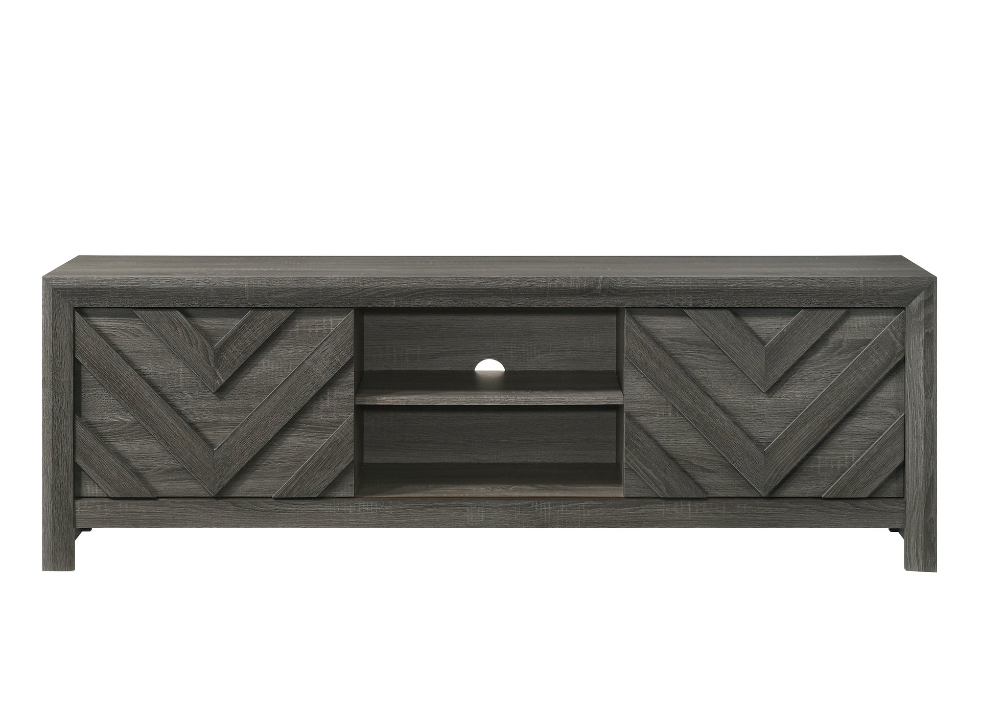 1pc Rustic Geometric Design Contemporary Traditional Interiors Entertainment Console TV Stand Living Room Furniture Grey