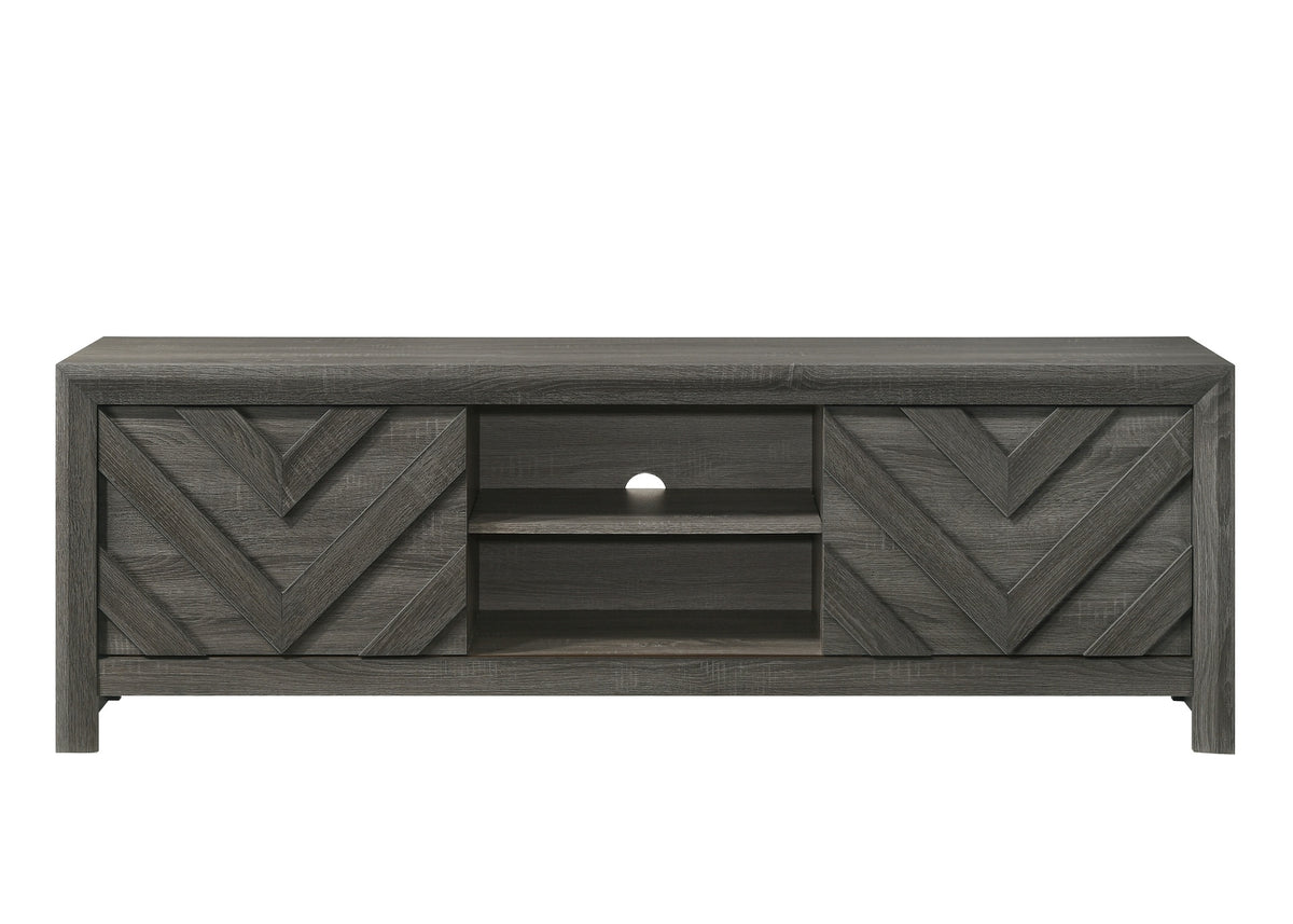 1pc Rustic Geometric Design Contemporary Traditional Interiors Entertainment Console TV Stand Living Room Furniture Grey