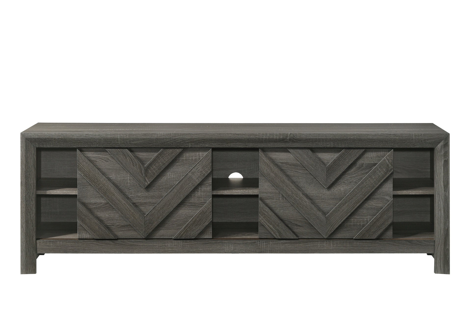 1pc Rustic Geometric Design Contemporary Traditional Interiors Entertainment Console TV Stand Living Room Furniture Grey
