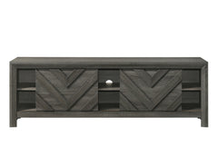 1pc Rustic Geometric Design Contemporary Traditional Interiors Entertainment Console TV Stand Living Room Furniture Grey