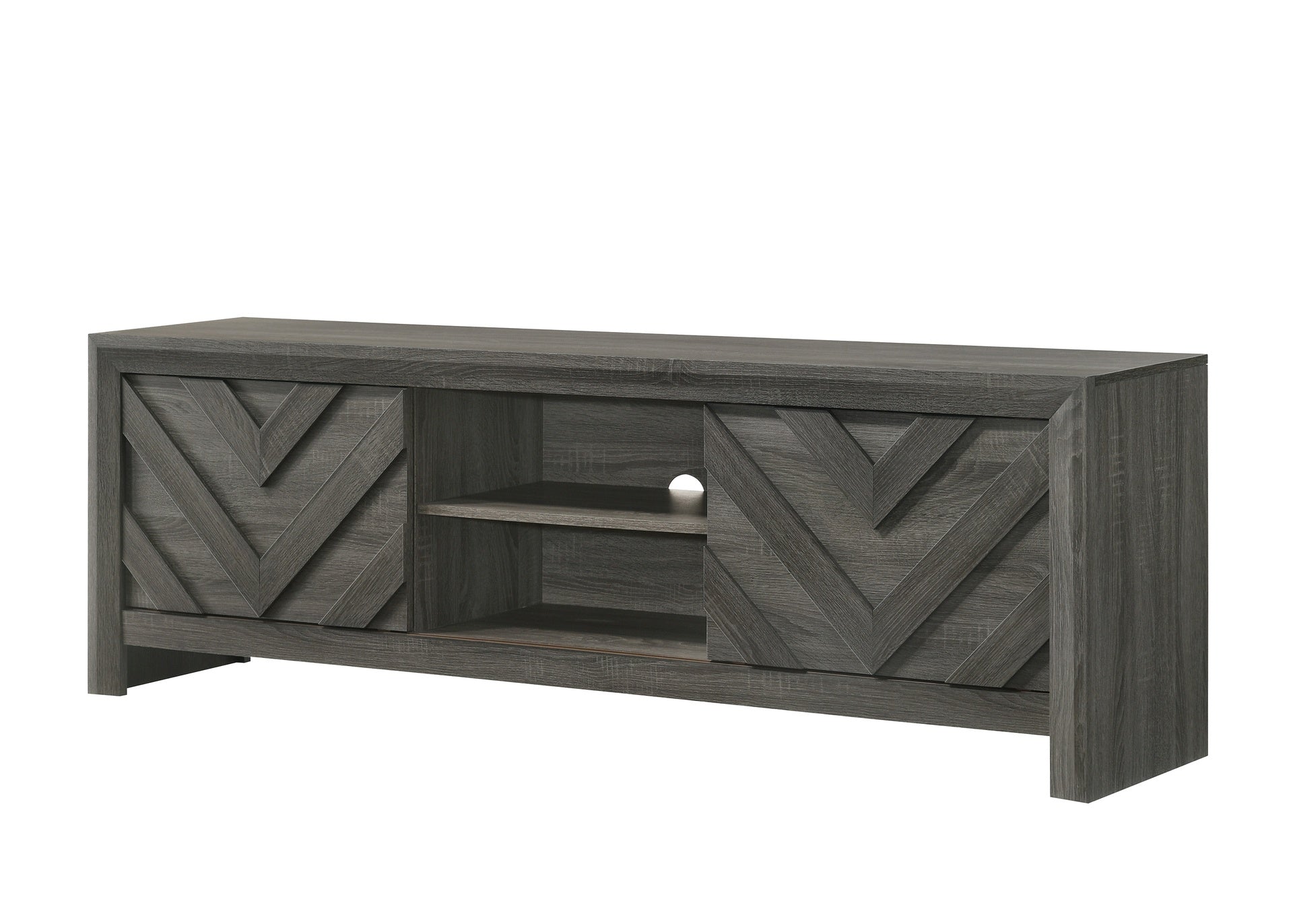 1pc Rustic Geometric Design Contemporary Traditional Interiors Entertainment Console TV Stand Living Room Furniture Grey