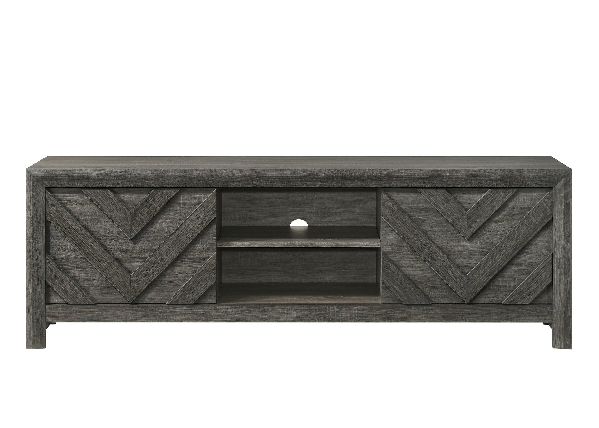 1pc Rustic Geometric Design Contemporary Traditional Interiors Entertainment Console TV Stand Living Room Furniture Grey