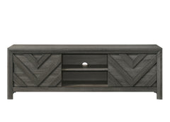 1pc Rustic Geometric Design Contemporary Traditional Interiors Entertainment Console TV Stand Living Room Furniture Grey