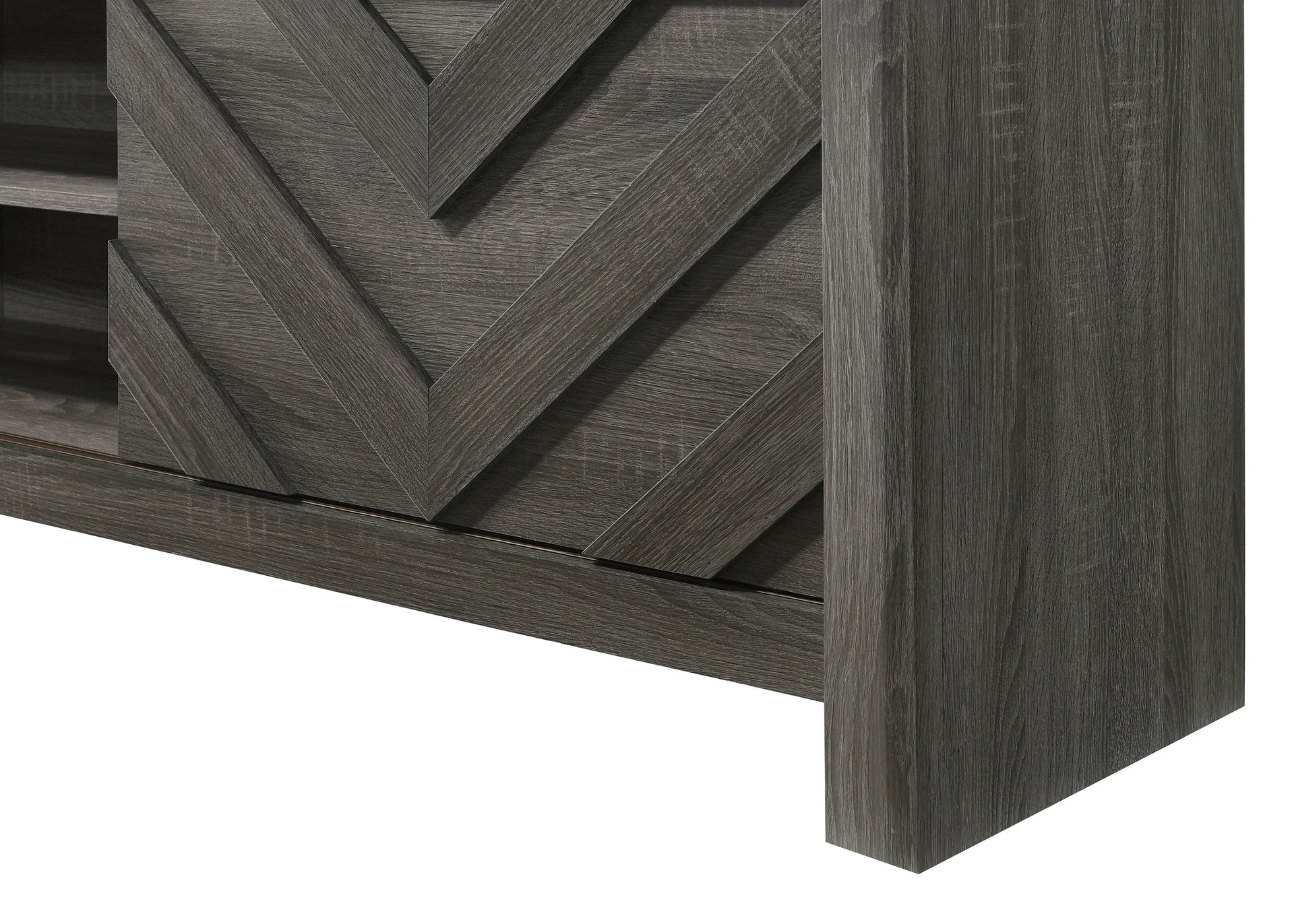 1pc Rustic Geometric Design Contemporary Traditional Interiors Entertainment Console TV Stand Living Room Furniture Grey