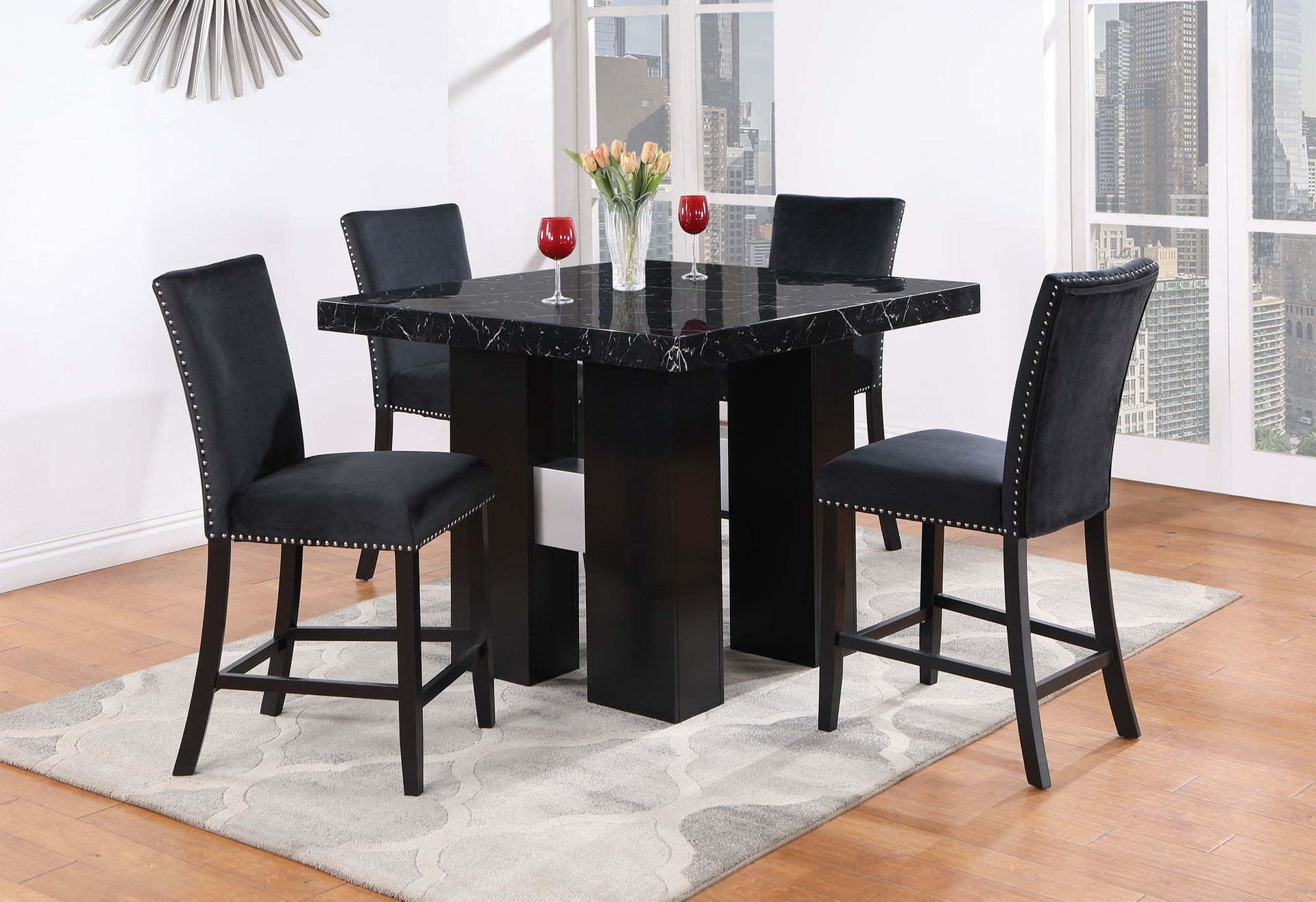 MIKHA BLACK BAR STOOLS (KIT OF 2)