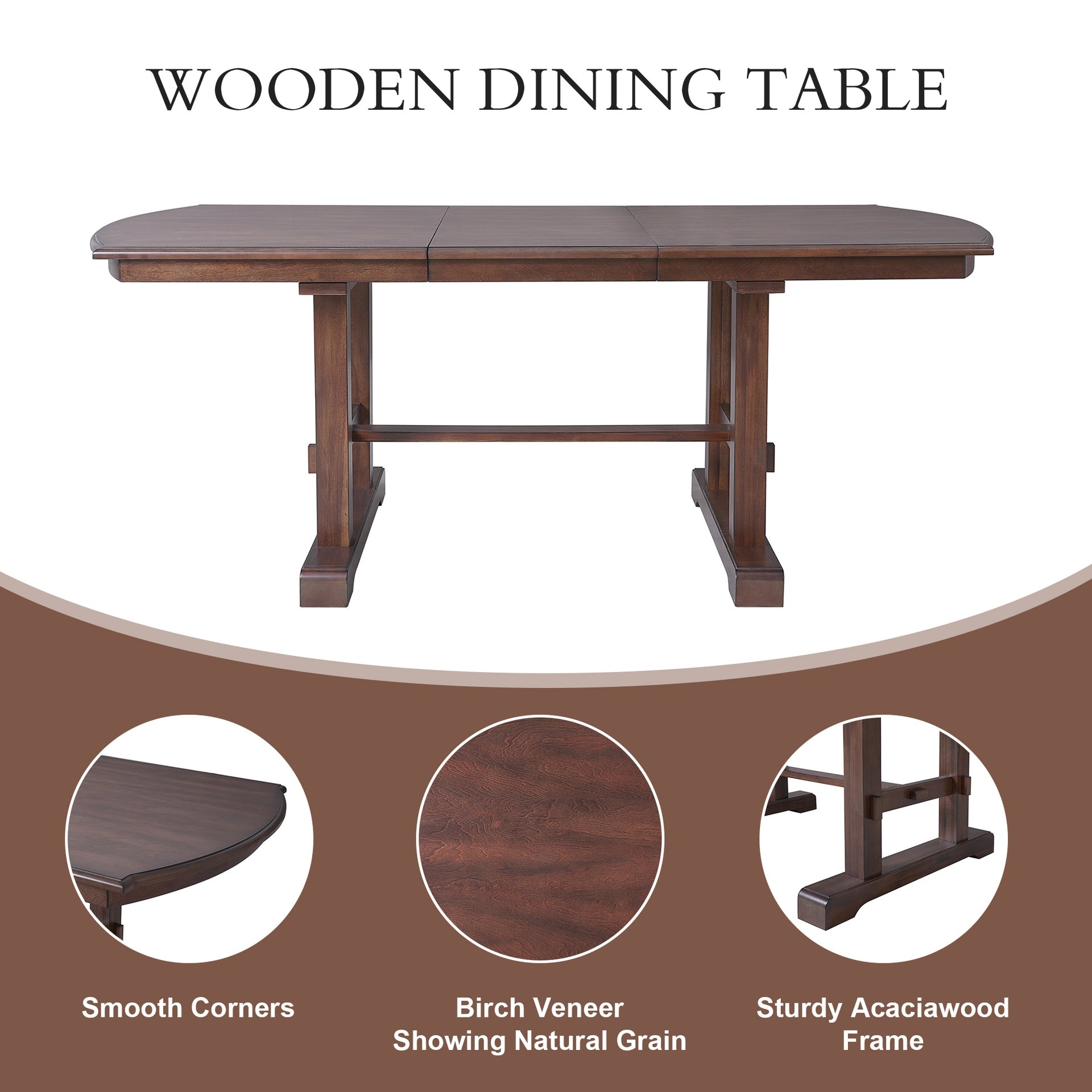 60"-78" Extendable Dining Table, Farmhouse Wooden Kitchen Table with Removable Leaf, Large Expanding Table for 4-8 (Cherry)