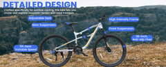 A2670 26 Inch Mountain Bike with 21-Speeds & Full Suspension Steel Frame, Alloy Rims, Disc Brakes For All Terrains, Men & Women, Multiple Colors