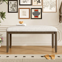Upholstered Bench for Bedroom End of Bed,38-inch Entryway Bench for Living Room,Dining Bench with Padded Seat and Solid Wood Leg for Kitchen Bedroom,Indoor and Hallway (Bench, Beige+Brown)