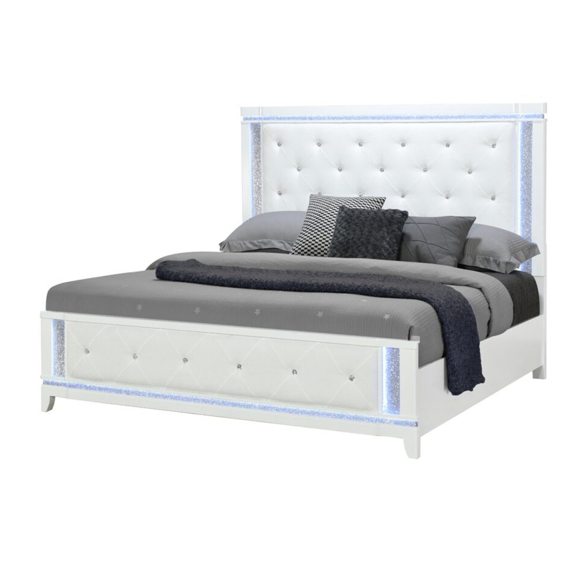 ADALID WHITE QUEEN BED WITH LED
