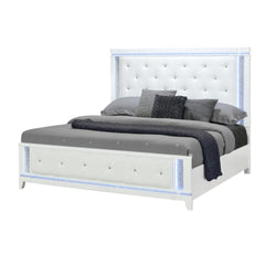 ADALID WHITE QUEEN BED WITH LED