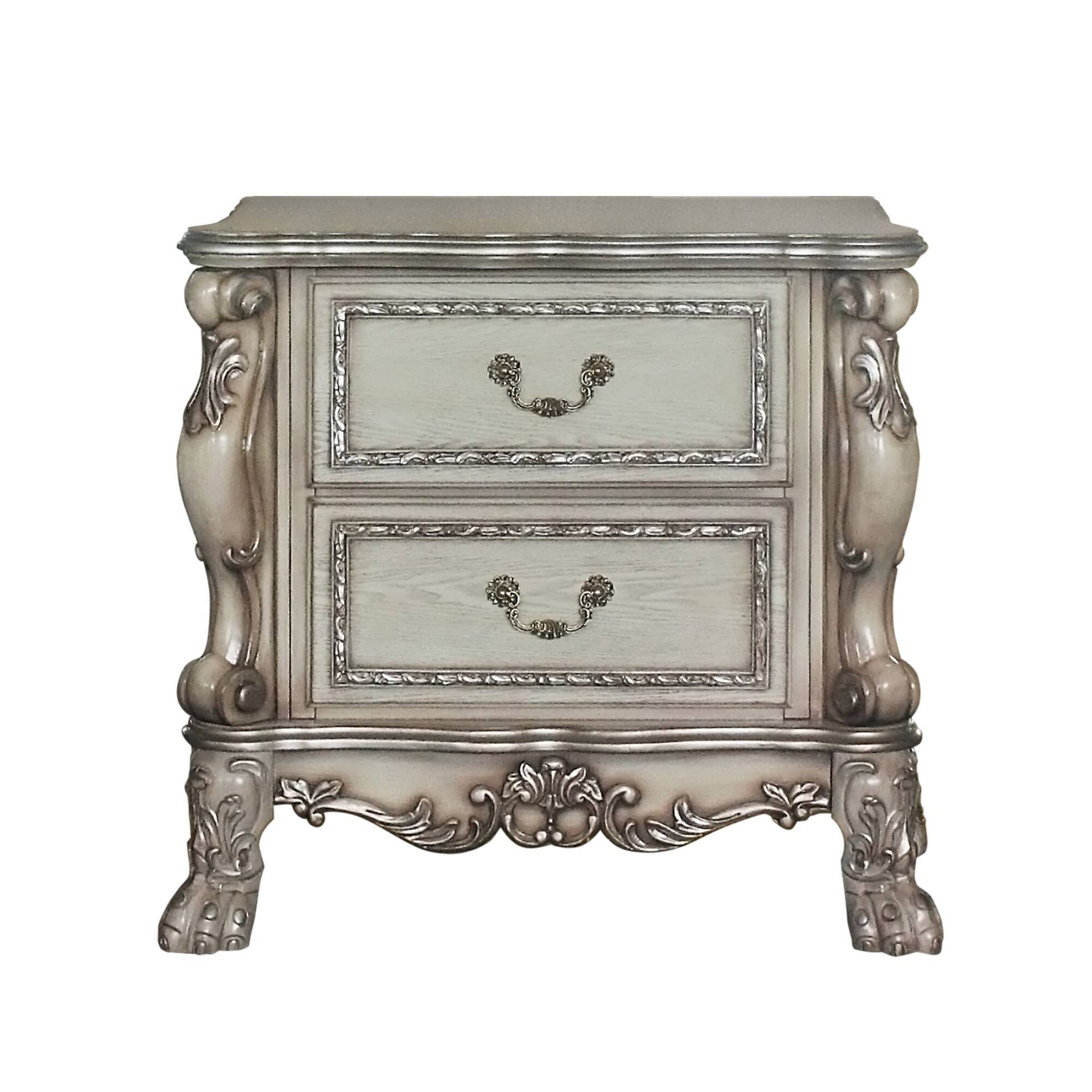 Vintage Bone White 2-Drawer Nightstand