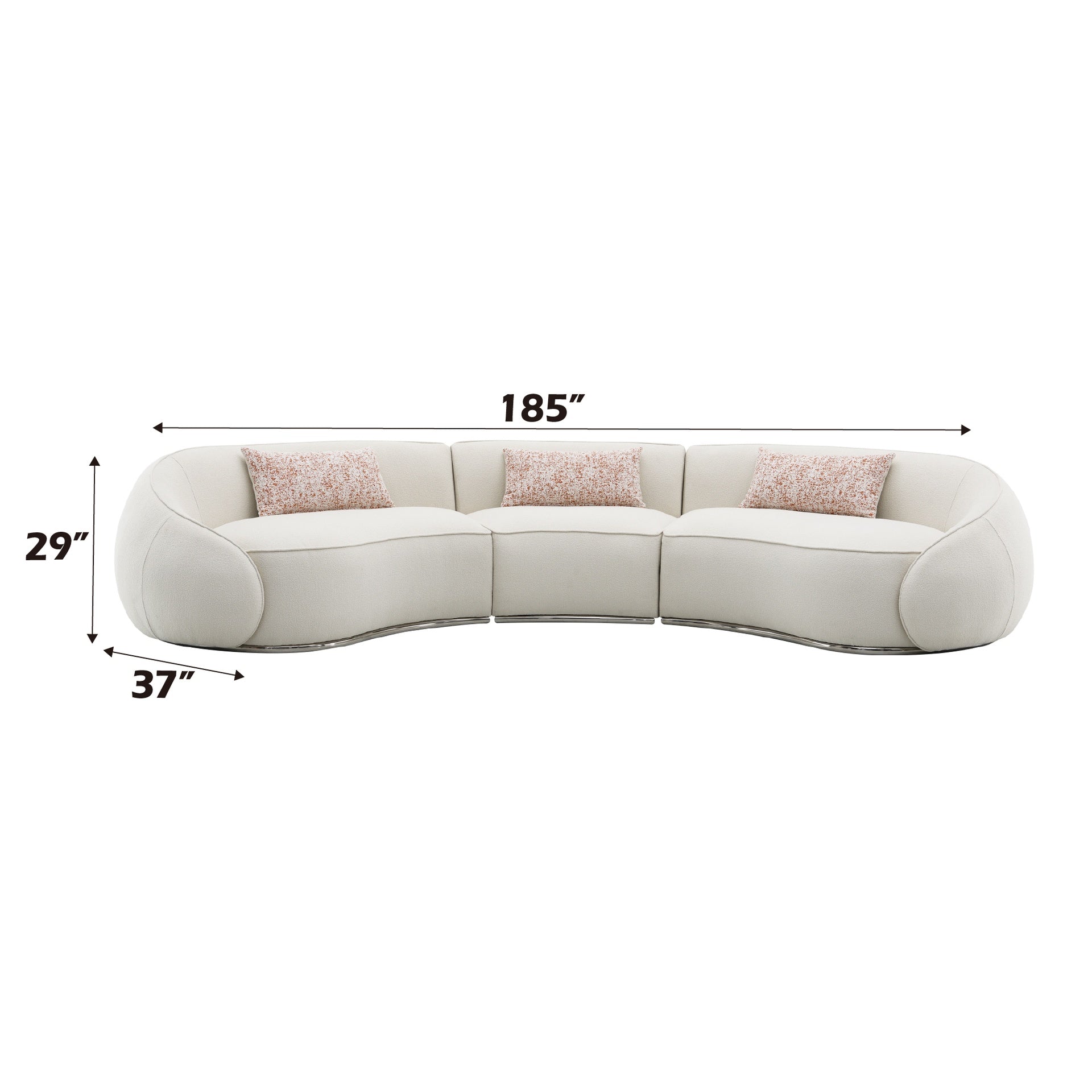 Sahara Beige Boucle Sectional Sofa W/3 Pillows