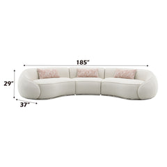 Sahara Beige Boucle Sectional Sofa W/3 Pillows