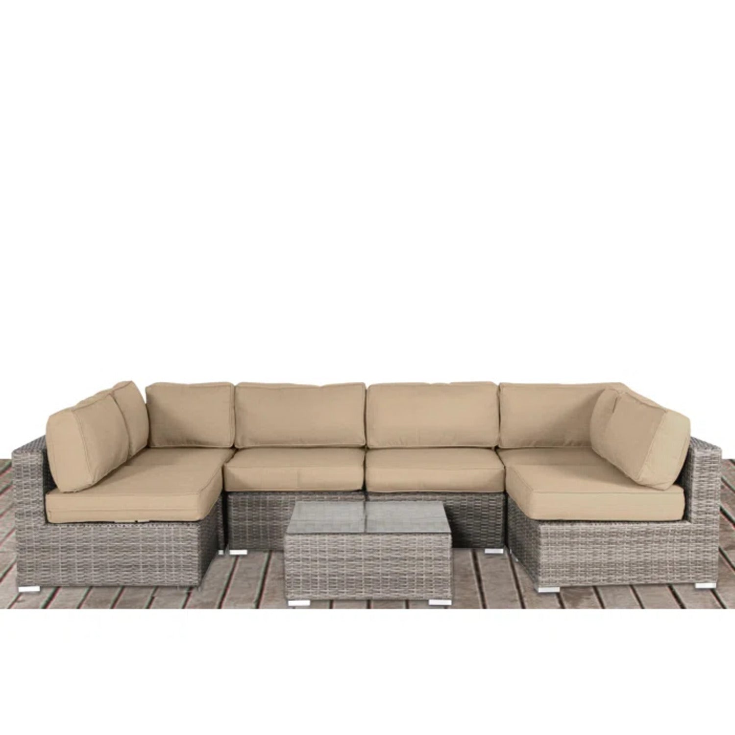 All-Weather Wicker 6-Person Seating Set with Premium Cushions – Pre-Assembled