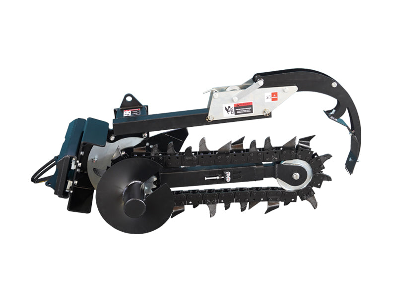 Skid Steer Trenchers Attachment with Adjustable Depth Control Foot, Universal Mount Plate