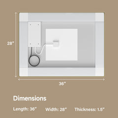 28x36" Gold Tempered MirrorDual LED Light StripsFront and Back Lighting