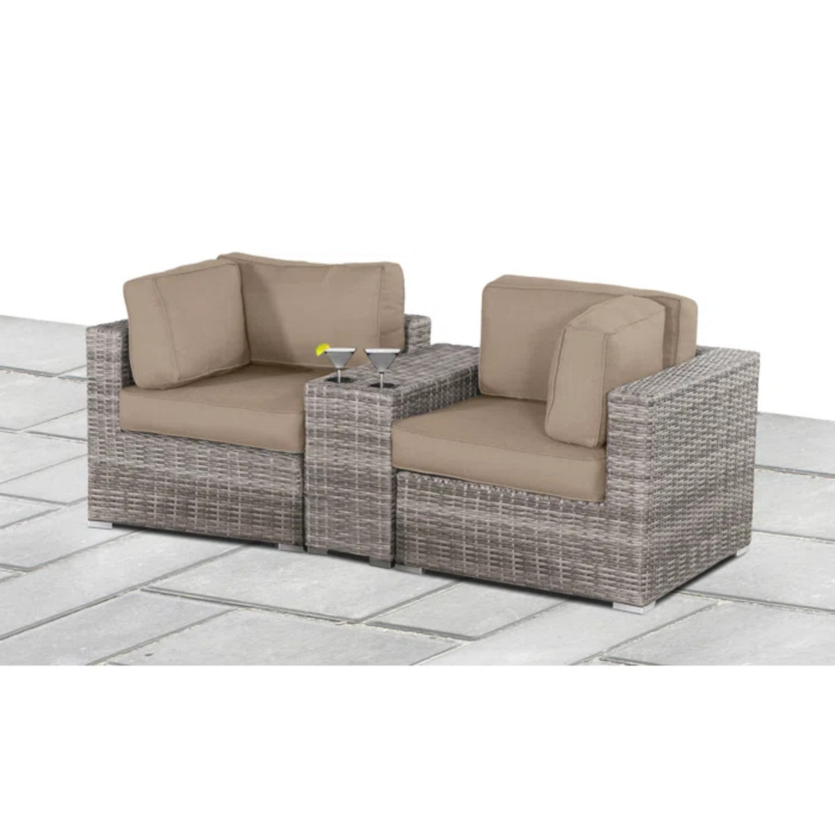 79'' Wide Outdoor Loveseat with HDPE Wicker Frame