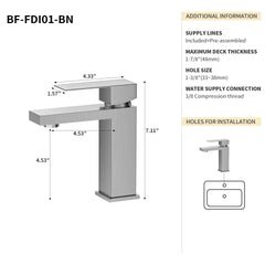 Bothwa Home 7.11" CUPC Certified Single Handle Bathroom Sink Faucet (Brushed Nickel Finish)