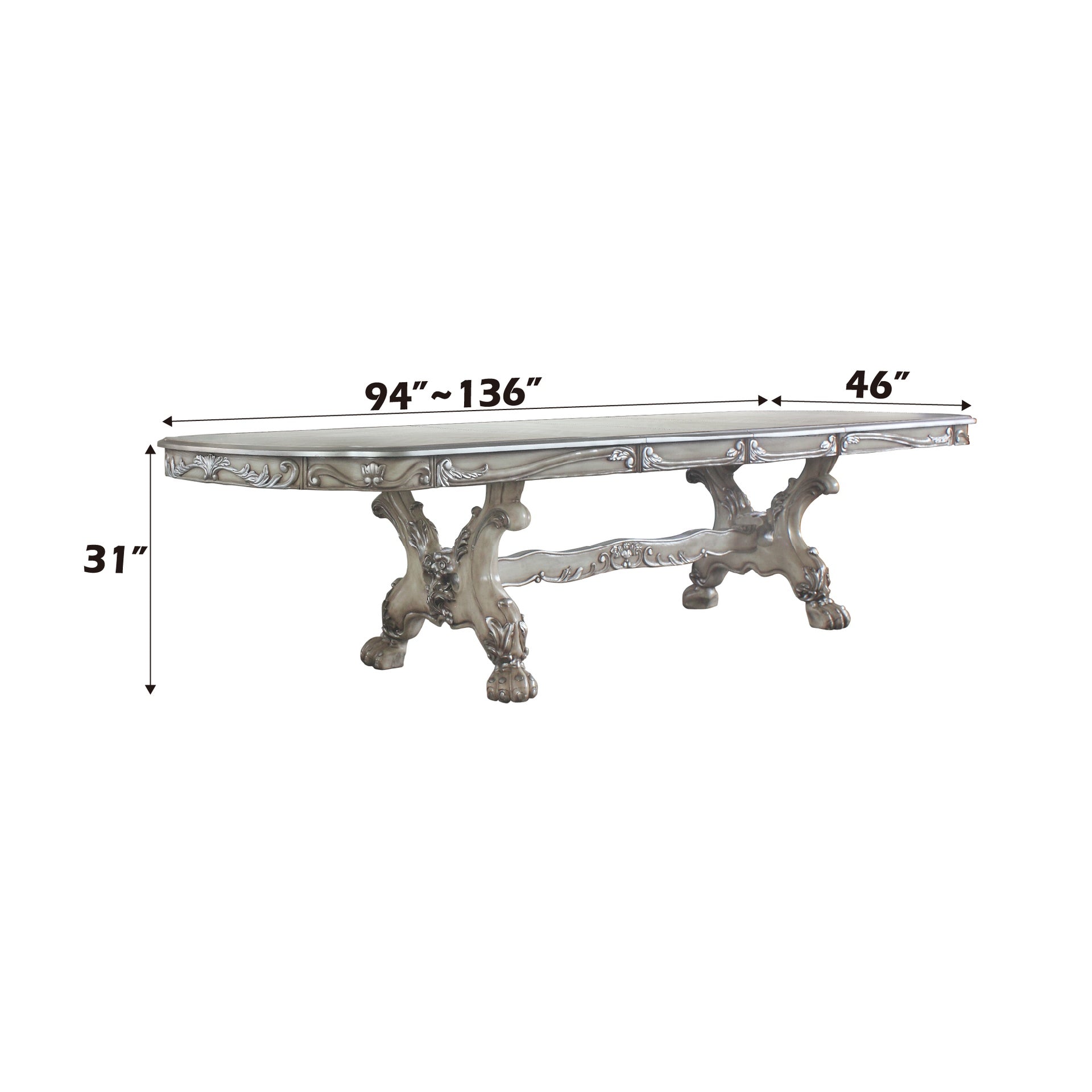 Dresden Vintage Bone White Finish Dining Table