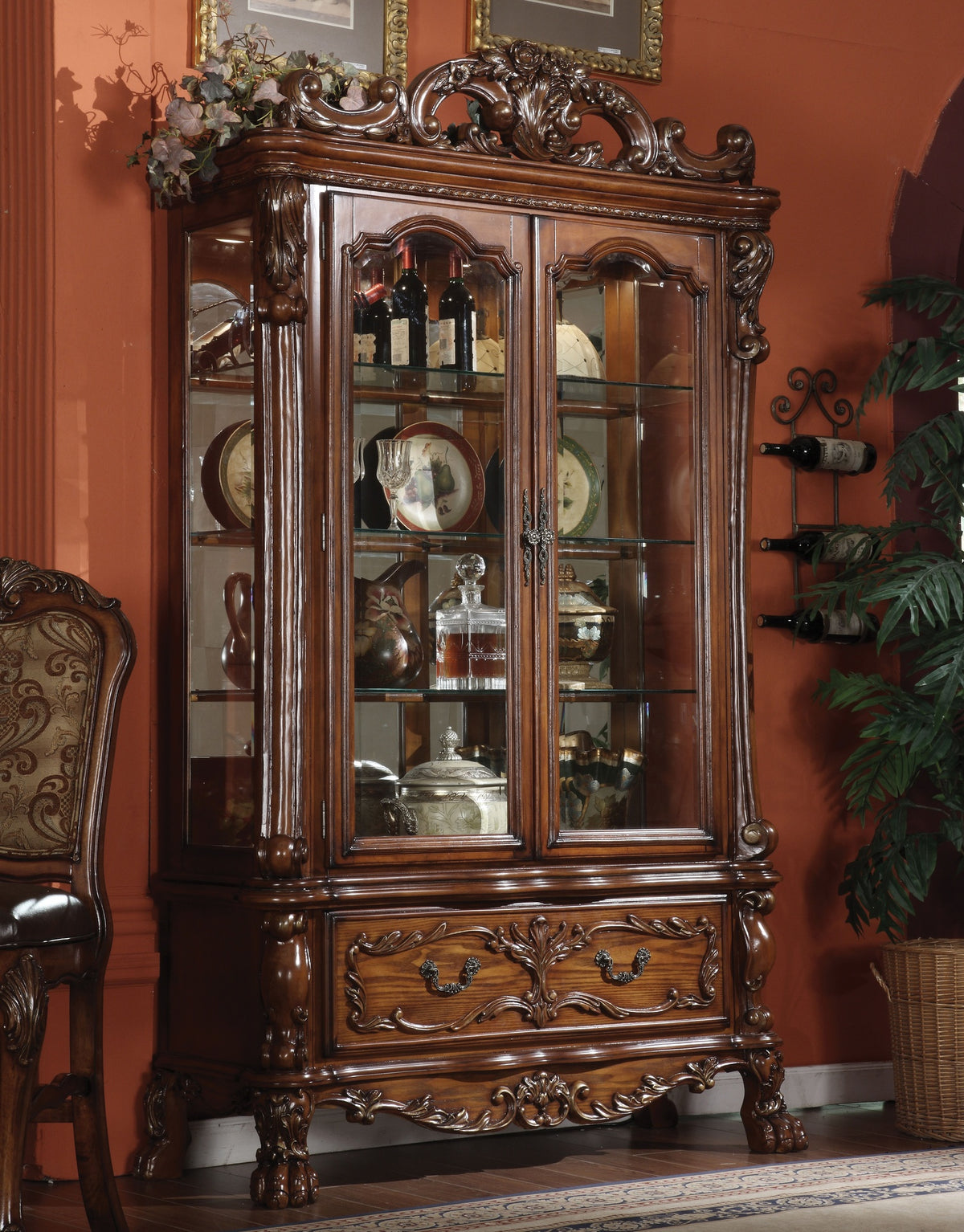 Dresden Cherry Oak Finish Curio