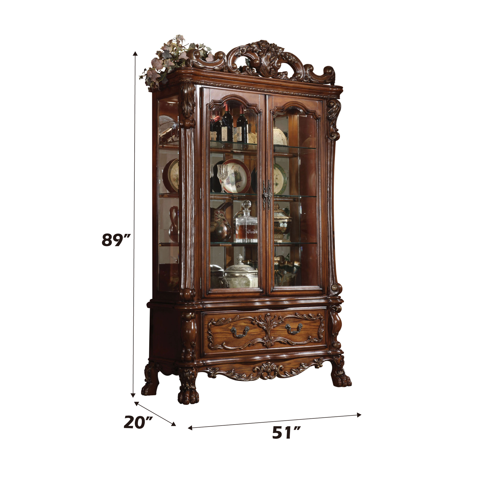 Dresden Cherry Oak Finish Curio