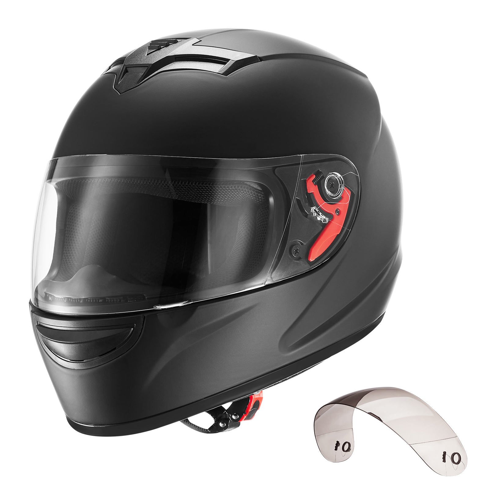 Motorcycle Helmet, Full Face, Adult Motocross Dirt Bike Helmet with Tinted and Clear Dual Visor, Motorbike Racing Street with Detachable Liner for Men & Women, DOT Approved, (Matte Black, M)