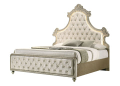 Lucienne Beige Velvet Queen Bed w/ LED Light