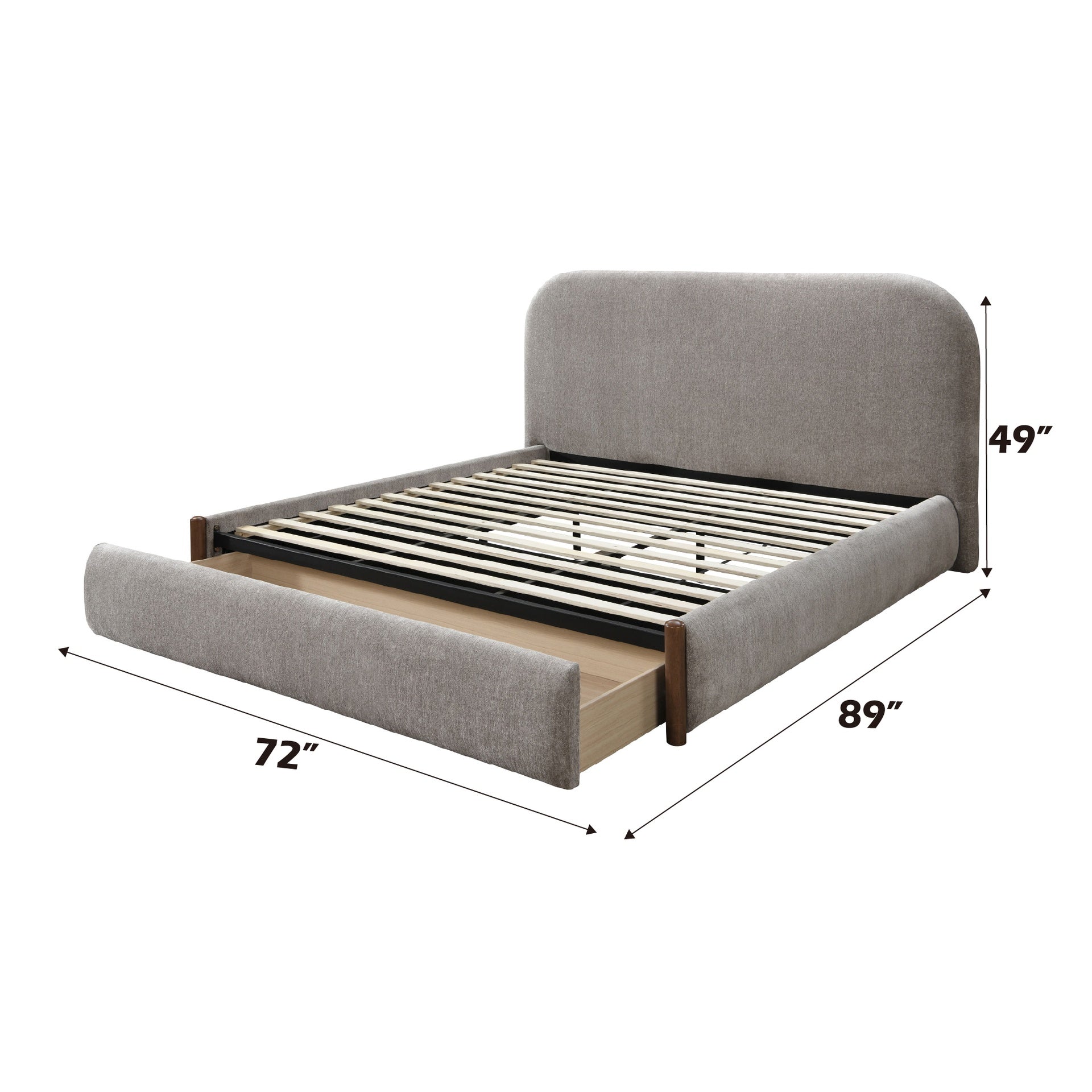 Orane Gray Fabric Queen Bed w/Storage