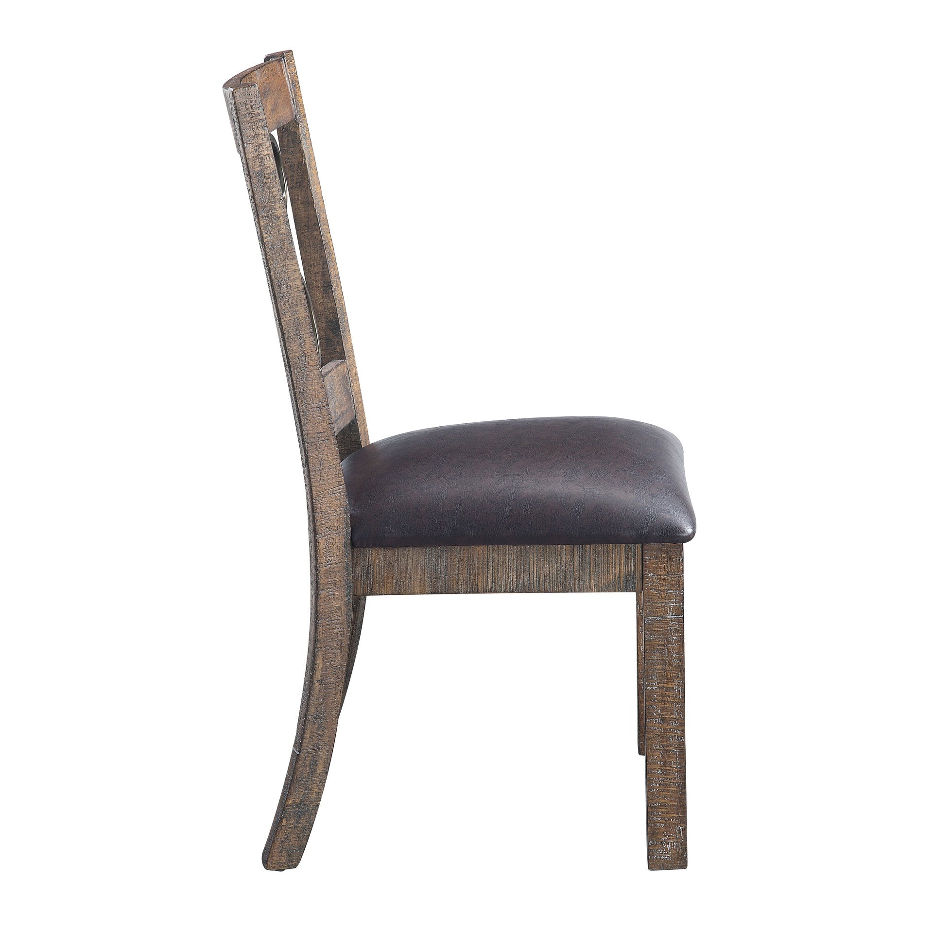 Raphaela Black Synthetic Leather & Weathered Cherry Finish Side Chair (Set of 2)