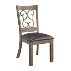 Raphaela Black Synthetic Leather & Weathered Cherry Finish Side Chair (Set of 2)