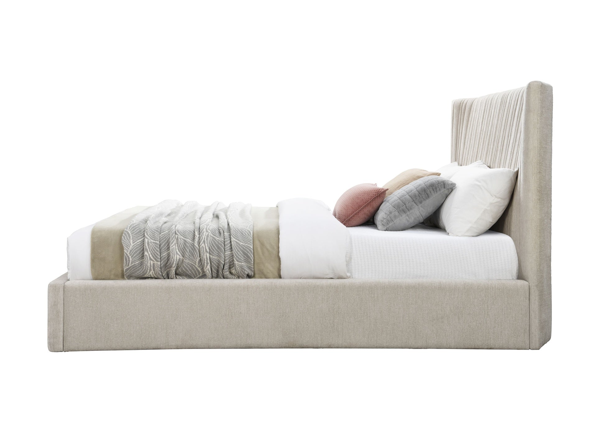 Loren Beige Fabric Eastern King Bed