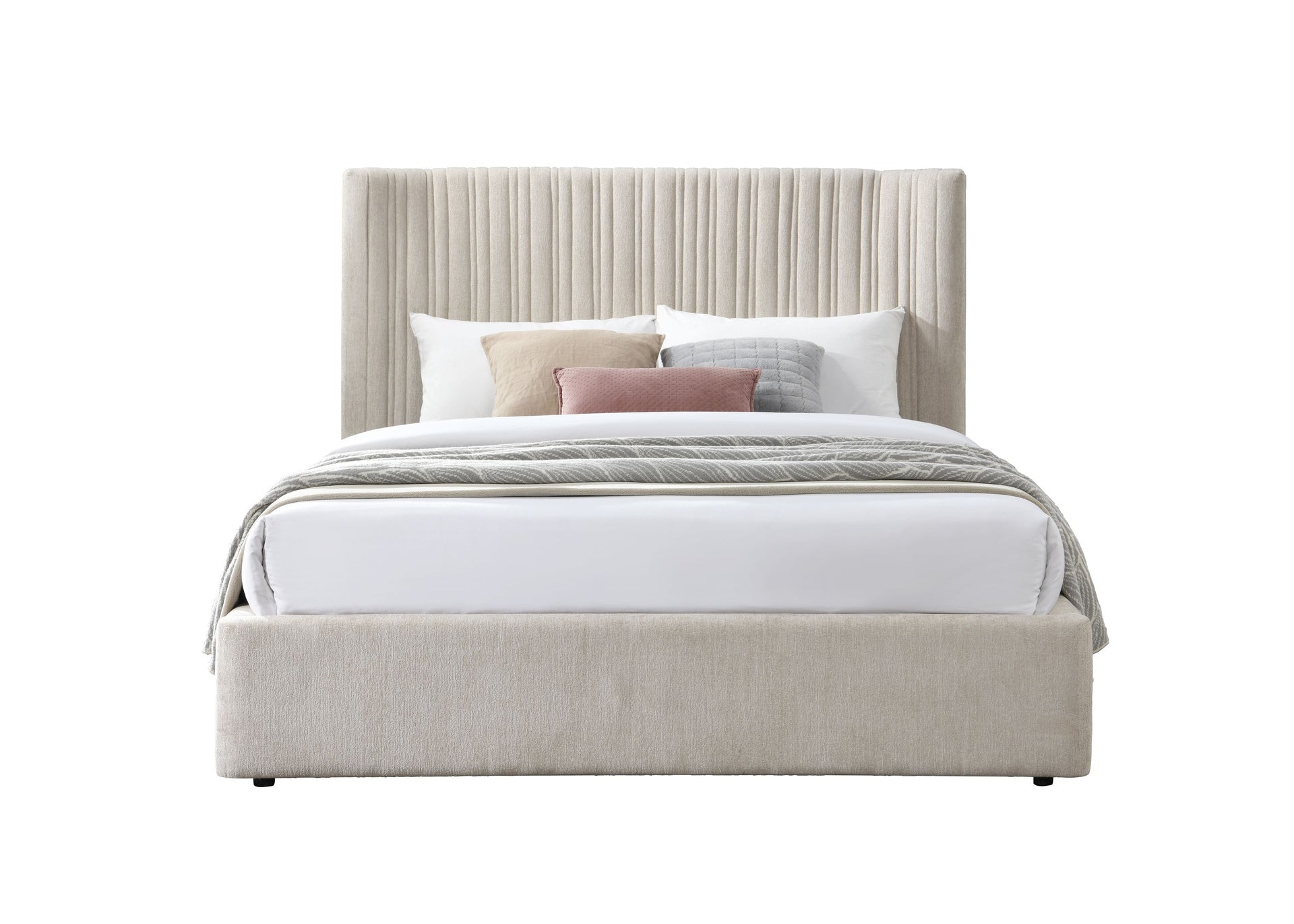 Loren Beige Fabric Eastern King Bed