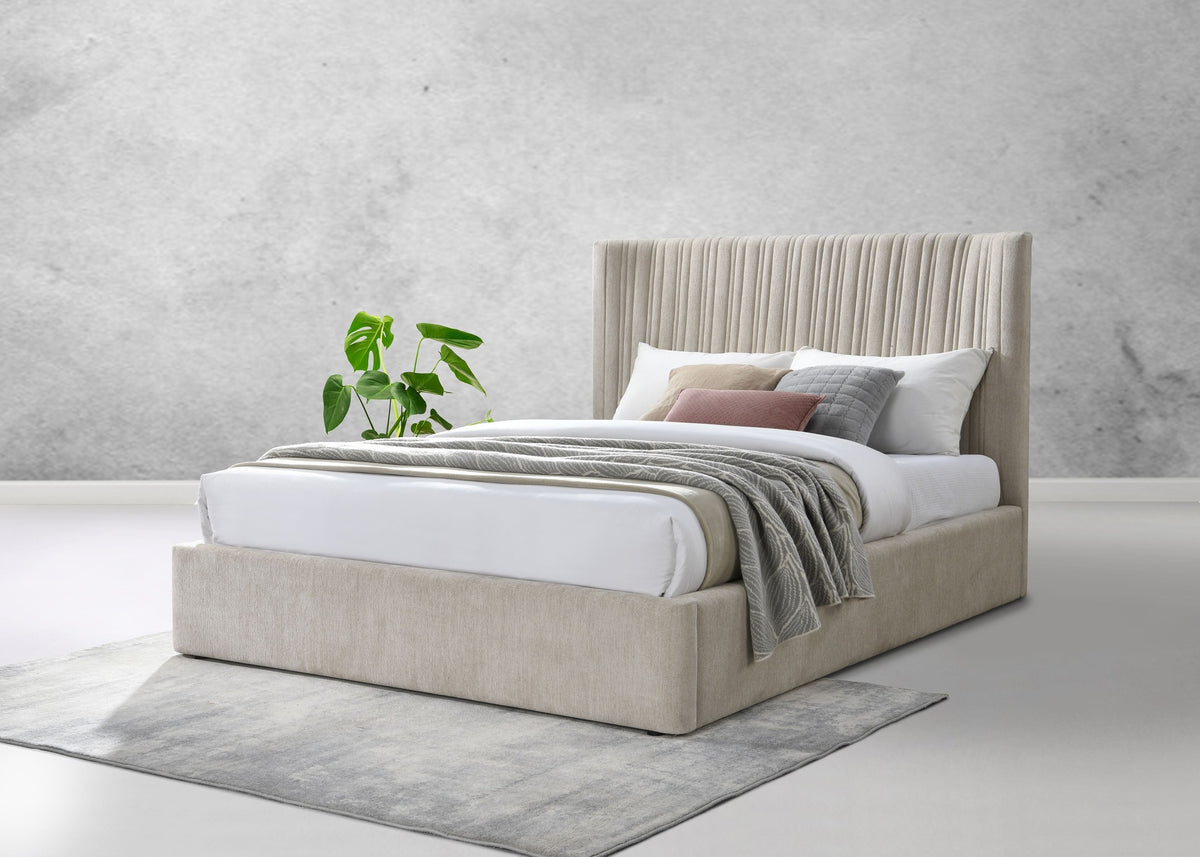 Loren Beige Fabric Eastern King Bed