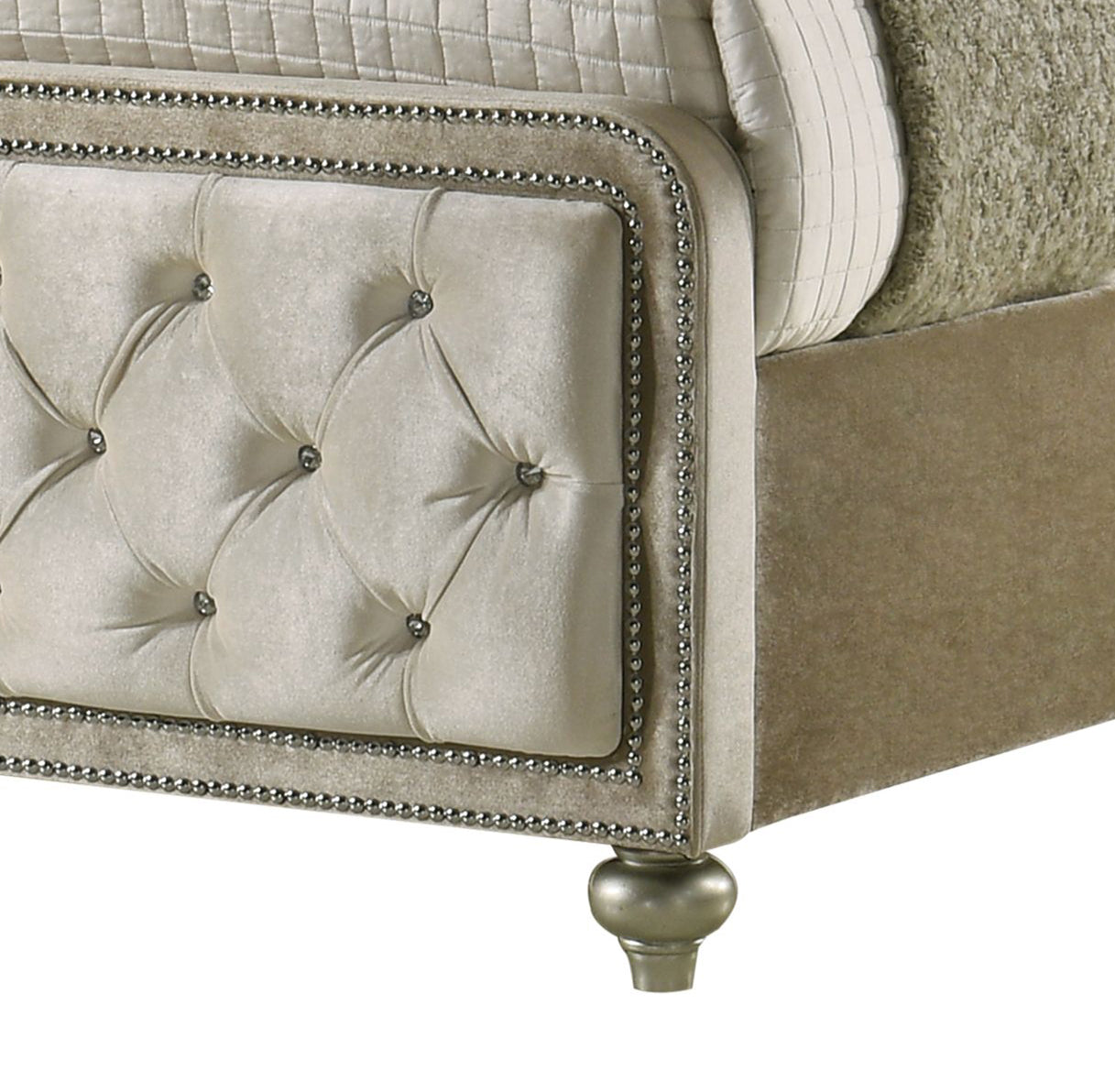 Lucienne Beige Velvet EK Bed W/Led