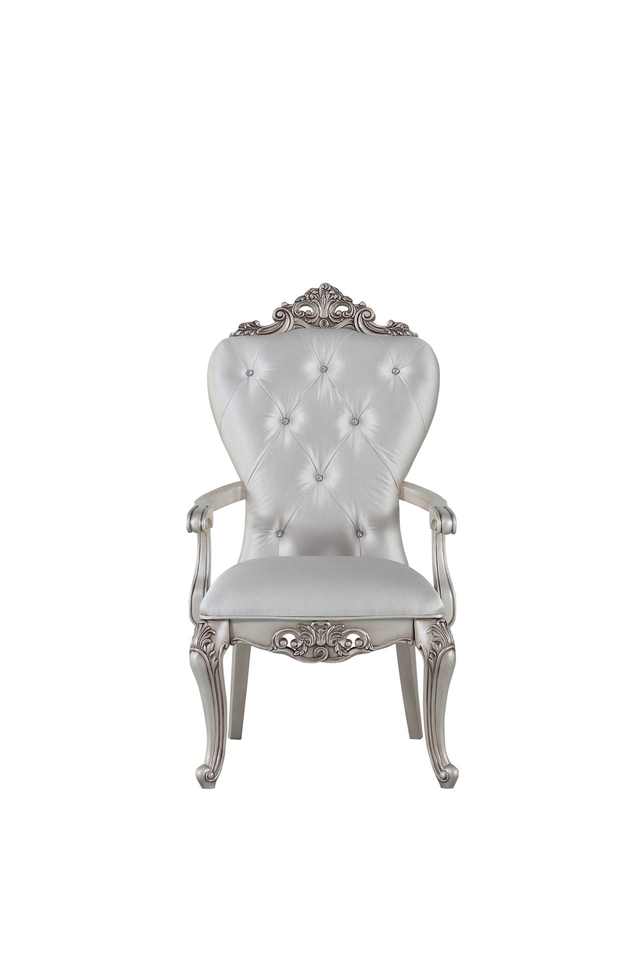 Gorsedd Cream Fabric & Golden Ivory Finish Arm Chair (Set of 2)