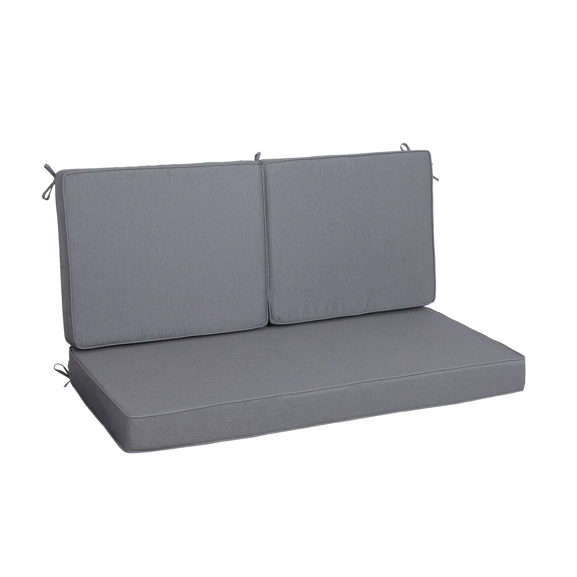 Outdoor Loveseat Cushion Set 48 x 24 Inch, Waterproof & 3-Year Fade Resistant Patio Furniture Cushions with Removable Cover, Ties and Hidden Zipper for Sofa Bench Couch pad Set of 3, Gray(1xseat+2Xbac